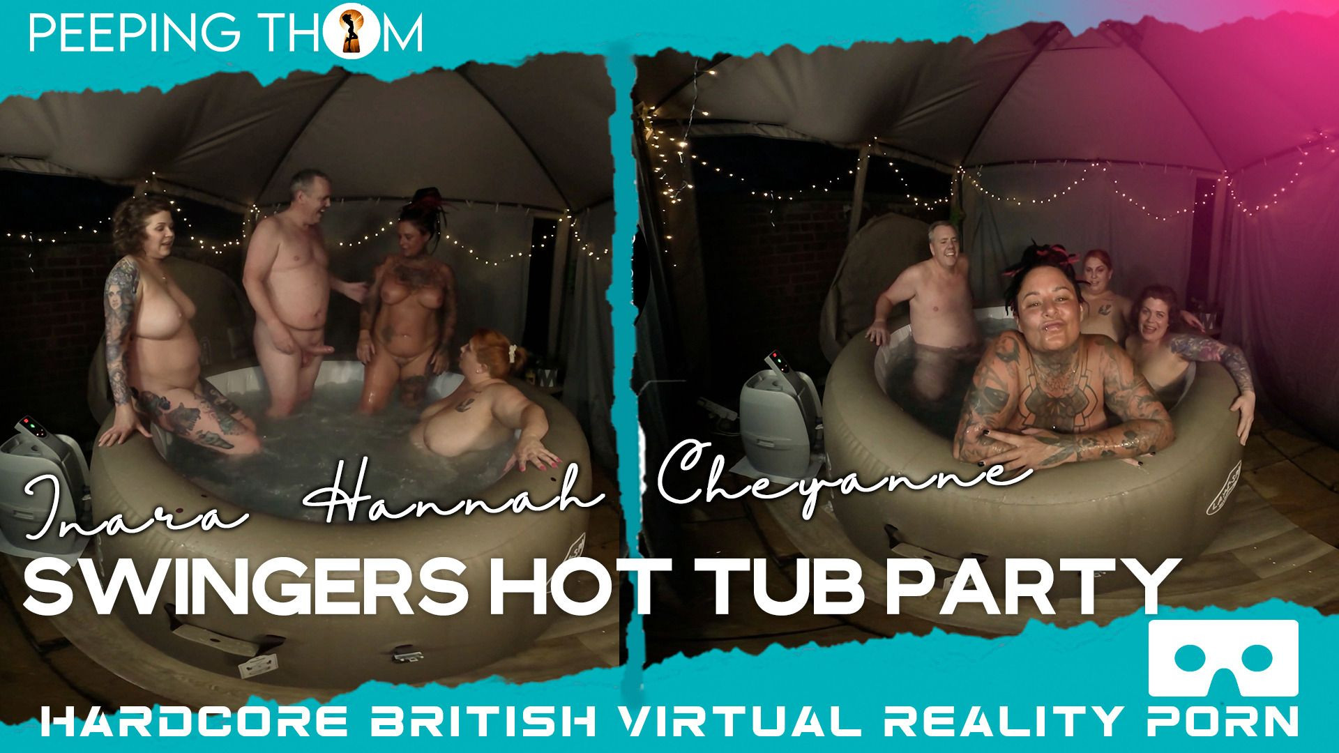Hot Tub Party At Thoms House - FFFM Thick Foursome Outdoors: Inara Stark Slideshow