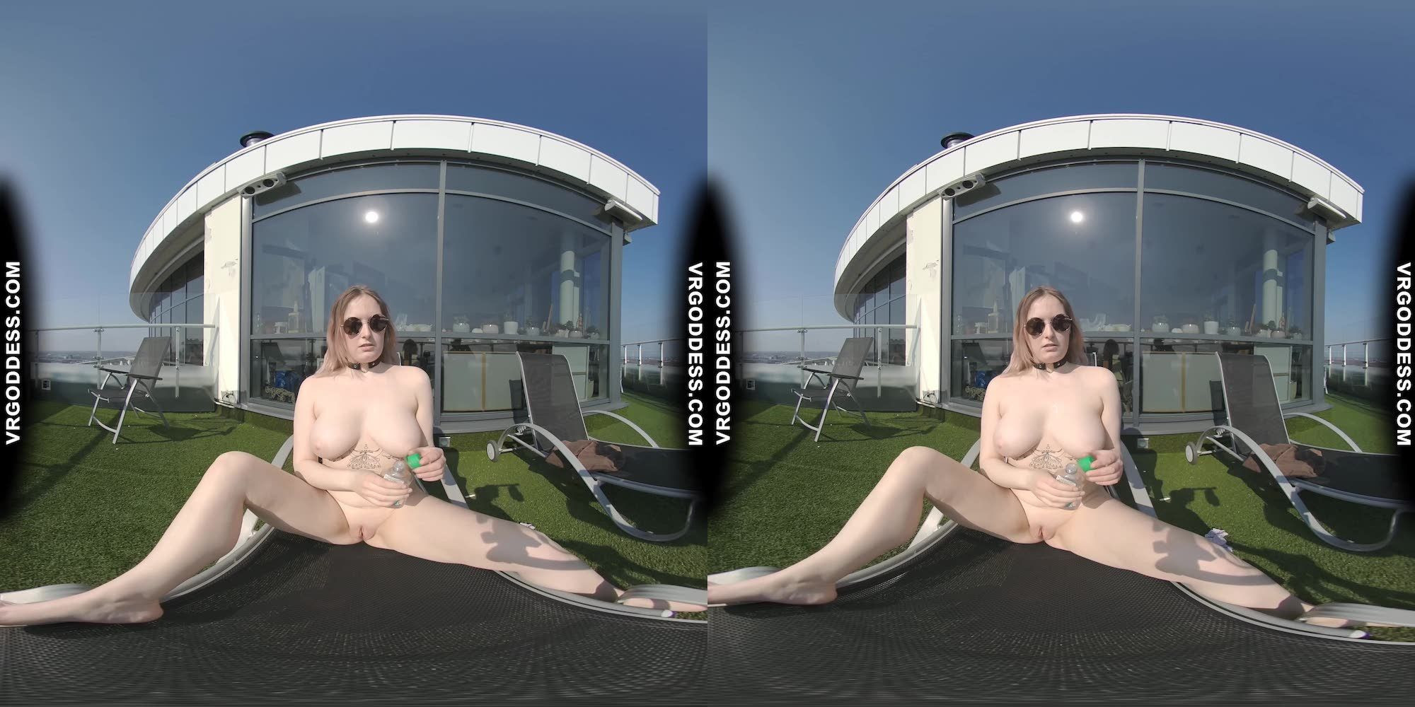 Diana Rooftop Masturbating While Sunbathing Oiling Her Huge Double D Tits Then... Slideshow