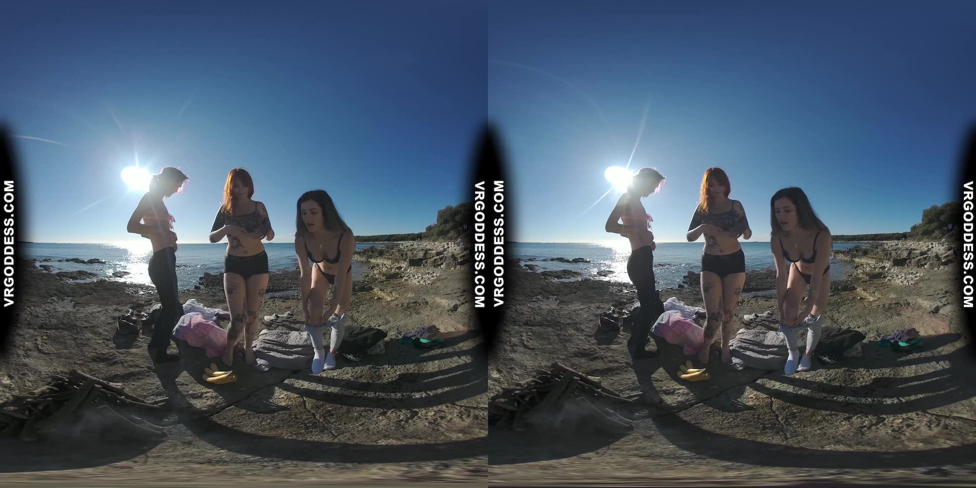 3 Hot Girls Getting Naked On Beach During Winter Making Fire Eating... Slideshow