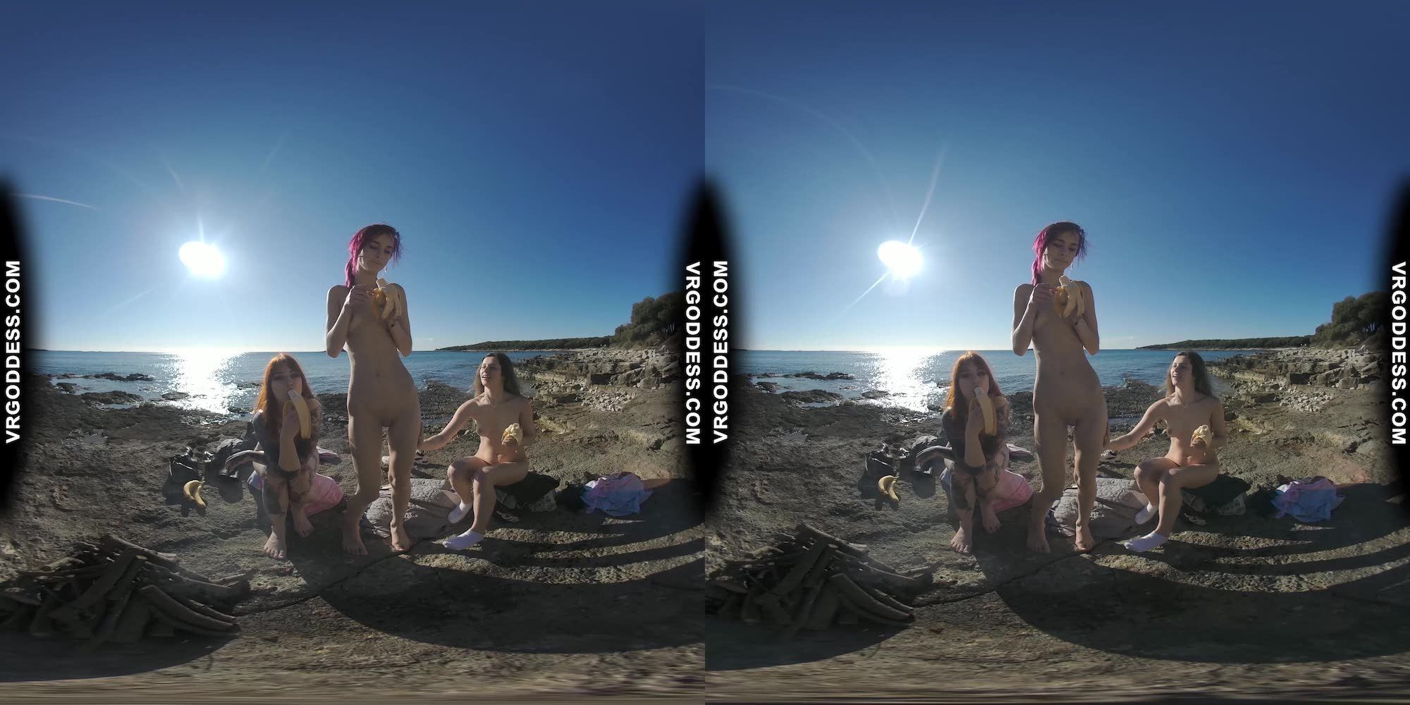 3 Hot Girls Getting Naked On Beach During Winter Making Fire Eating... Slideshow