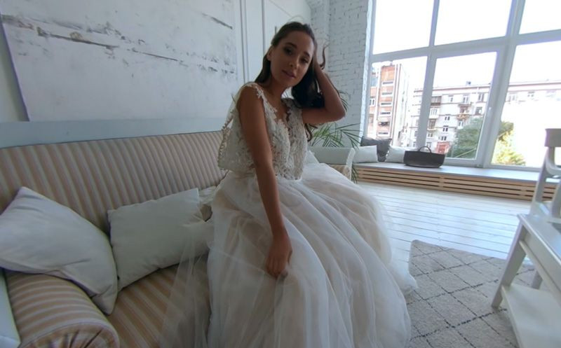 Not So Pure - Big Tit Brunette in a White Dress Slideshow