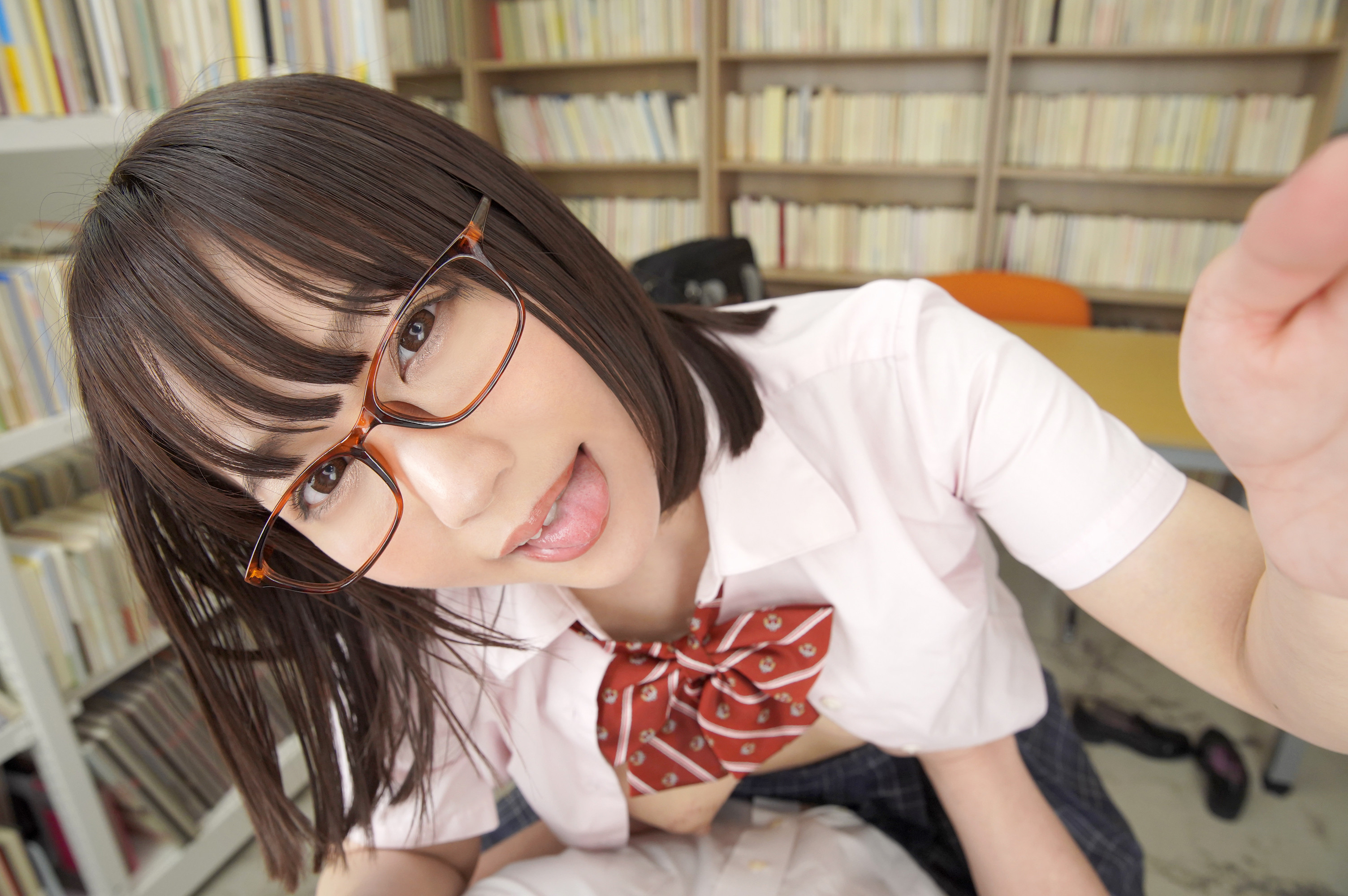 Tempted by a Beautiful Girl with Glasses and a Uniform Part 1 - Asian Schoolgirl Library Sex Slideshow