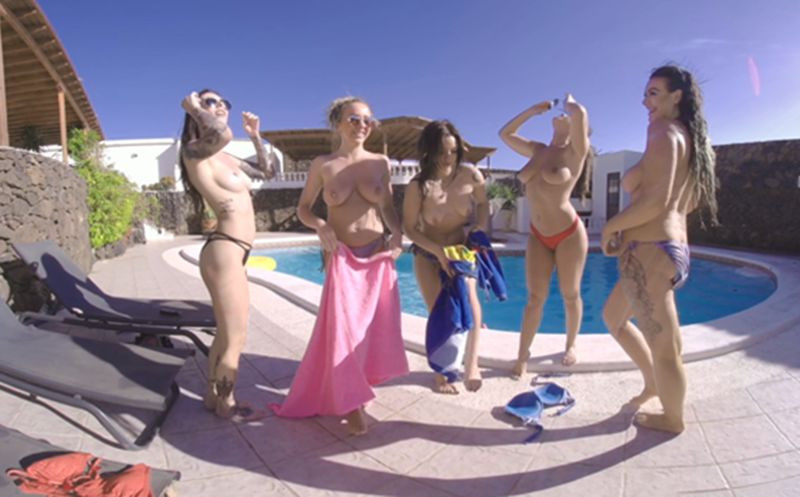Pool Games - FFFFF Topless Swimming Lesbian Tease Slideshow