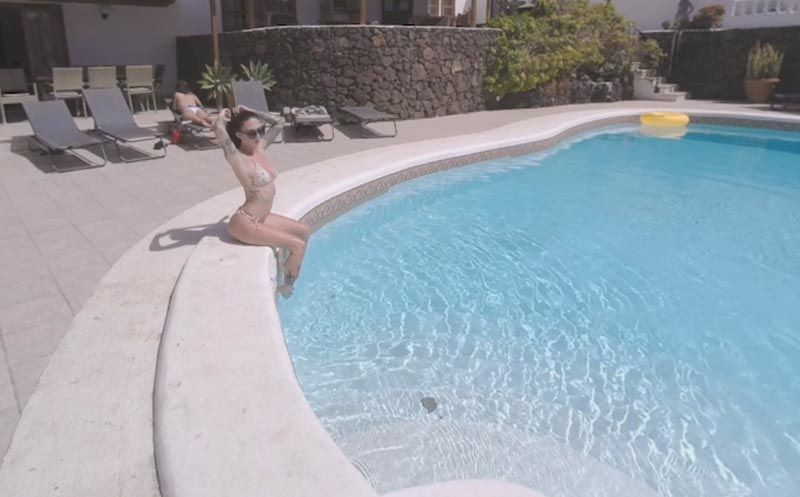 Cooling Off - Tattooed Bikini Striptease Skinny Dipping Naked Outside Slideshow
