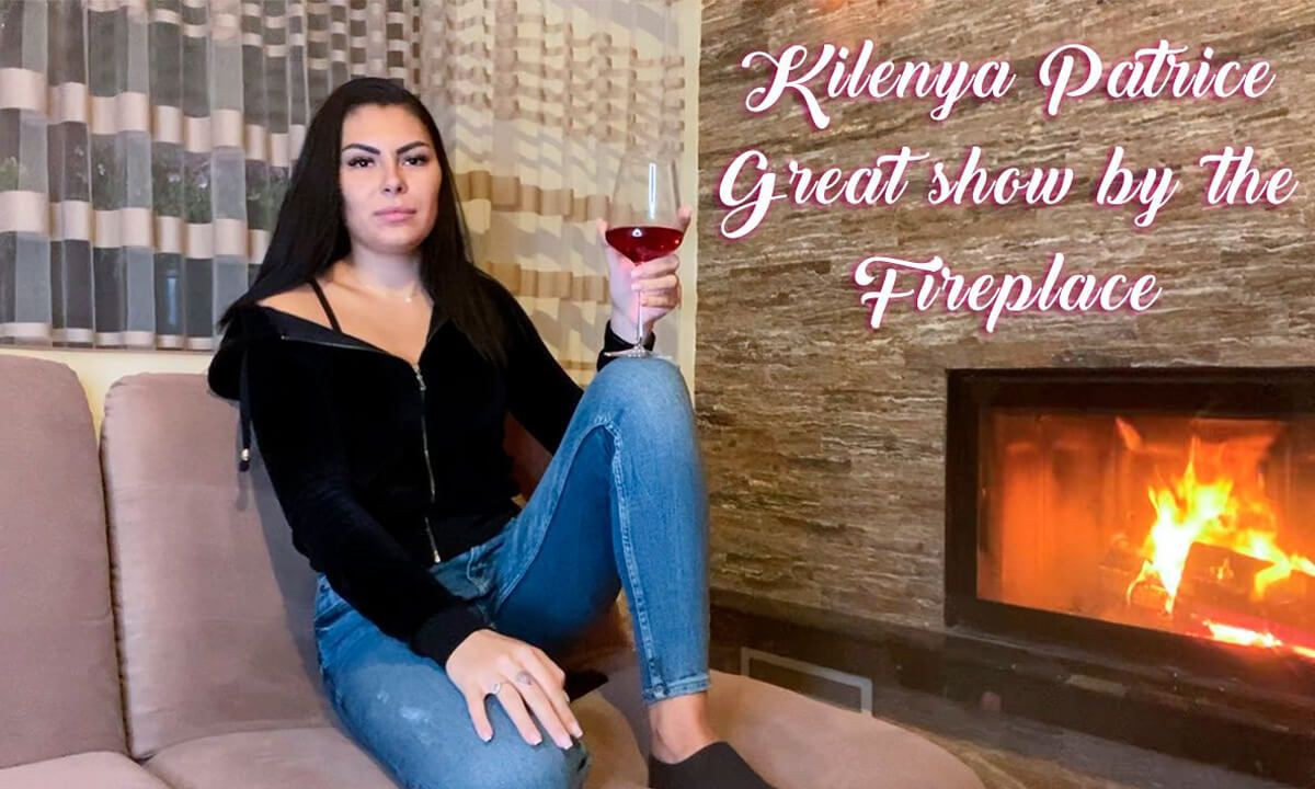 Kilenya Patrice - Fireplace; Brunette Amateur Babe Solo Stripping Slideshow