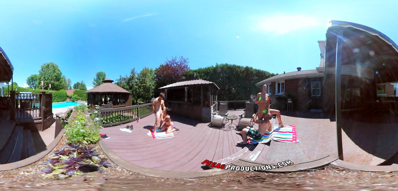 Orgy In Virtual Reality - Poolside Outdoor Group Sex Slideshow