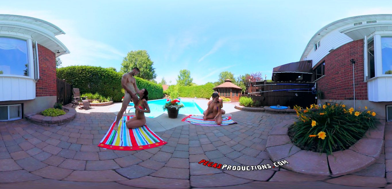 Orgy In Virtual Reality - Poolside Outdoor Group Sex Slideshow