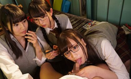 Locked Up by the Schoolgirls and Turned into a Masturbation Tool - MFFF Foursome Femdom with Japanese Teens Slideshow