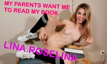 My Parents Want Me To Read My Book - Blonde Teen Solo Masturbation Slideshow