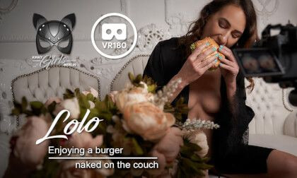 Enjoying a Burger, Naked on the Couch; Softcore Beautiful German Amateur Slideshow