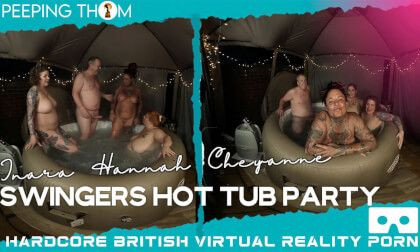 Hot Tub Party At Thoms House - FFFM Thick Foursome Outdoors Slideshow