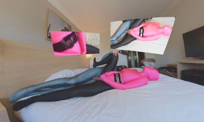 Nora Fox Pink Zentai Leotard Encasement Slideshow