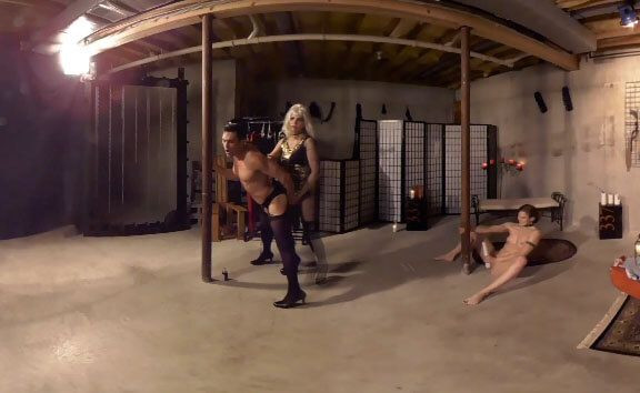 Pegging in Goddess Stara's BDSM Dungeon - Femdom Threesome Slideshow