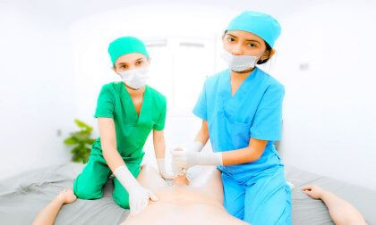 2 Student Nurses Jerk you off - Semen Extraction Slideshow