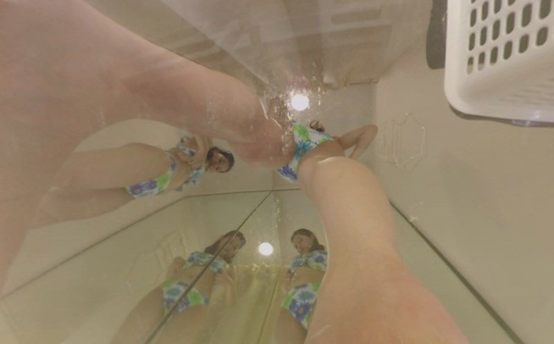 Magic Mirror Changing Into Bikinis Part 1 - Voyeur Hidden Camera Locker Room Slideshow