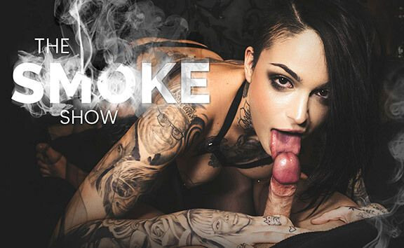 The Smoke Show - Tattooed Babe in Lingerie Rides Slideshow