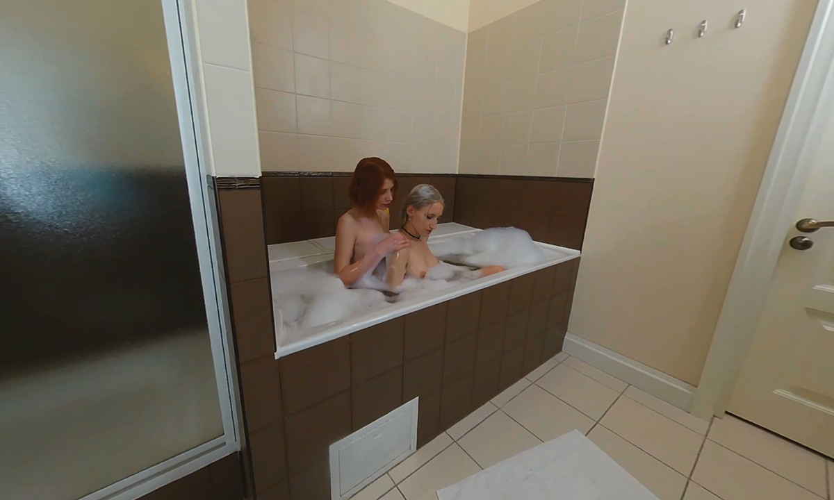Neko Kimiko with Nika Alis Lesbians in the Bathroom; Amateur Girl on Girl 3D Porn Slideshow