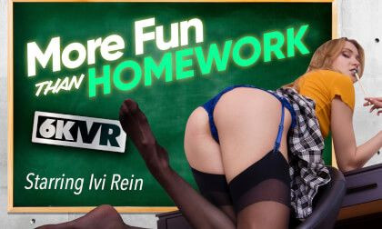 More Fun Than Homework - Ivi Rein Solo Masturbation in Thigh High Stockings Slideshow