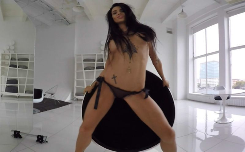 Fit Tattooed Brunette Sexy Striptease - Solo Model Lingerie Slideshow